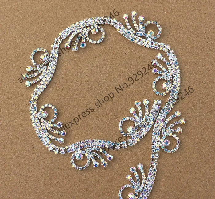 

90 cm/lot 2,3 см Палм-shape форме, благодаря чему создается ощущение невесомости с нежной Стразы ab crystal металлической цепью швейная-на одежде Платье ...