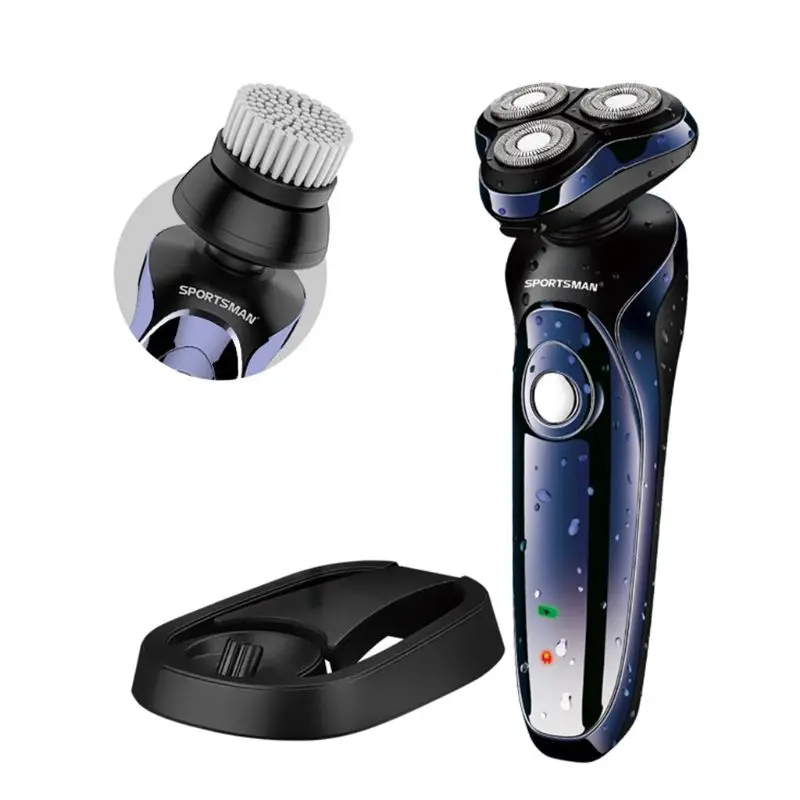 With Cleansing brush 4D Многофункциональный электробритва с цифровым дисплеем, электробритва для сухой и влажной уборки для мужчин, USB перезаряжаемая Водонепроницаемая бритва для бороды M - Цвет: With Cleansing brush