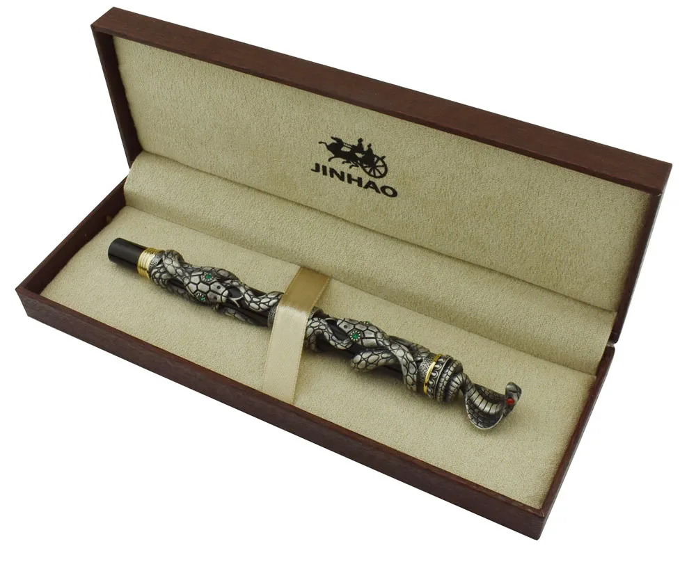 Винтажная Ручка роллер Jinhao Snake серая ручка Кобра с объемным рисунком рельефная