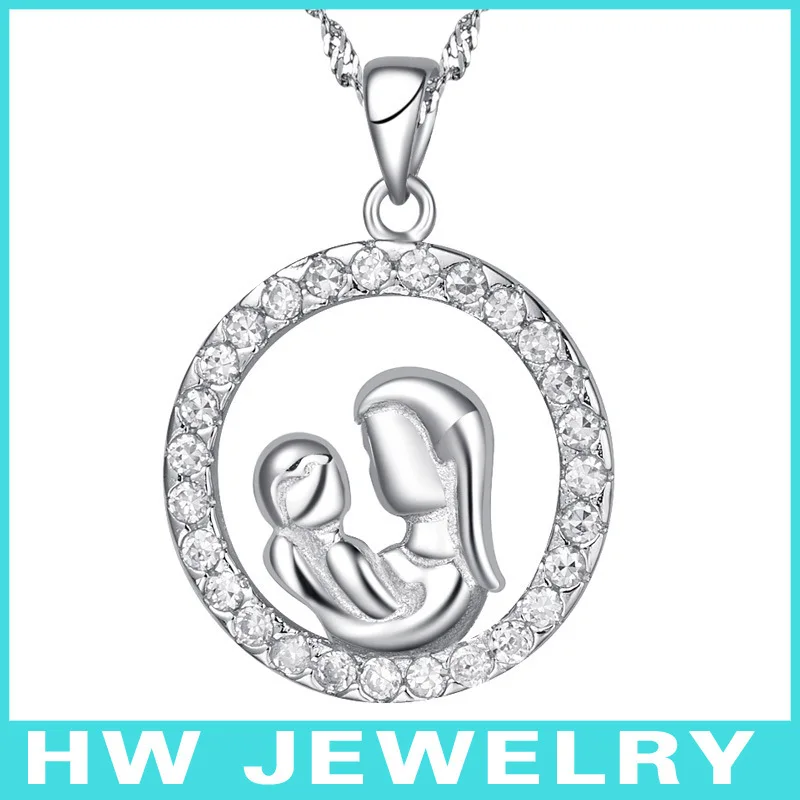 

MAP0203 fashion silver pendants zircon necklace for mother Christmas gift