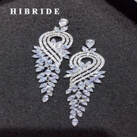 hibride brand aaa cubic zirconia pendant drop earring for women wedding bridal wholesale price earrings brincos e 423