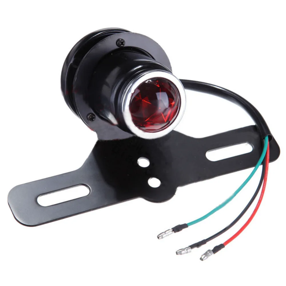 

12V Red Lens Tail Light Universal License Plate Motorcycle Brake Tail Lamp for Chopper Bobber Cafe Racer Car Lighting Lamp