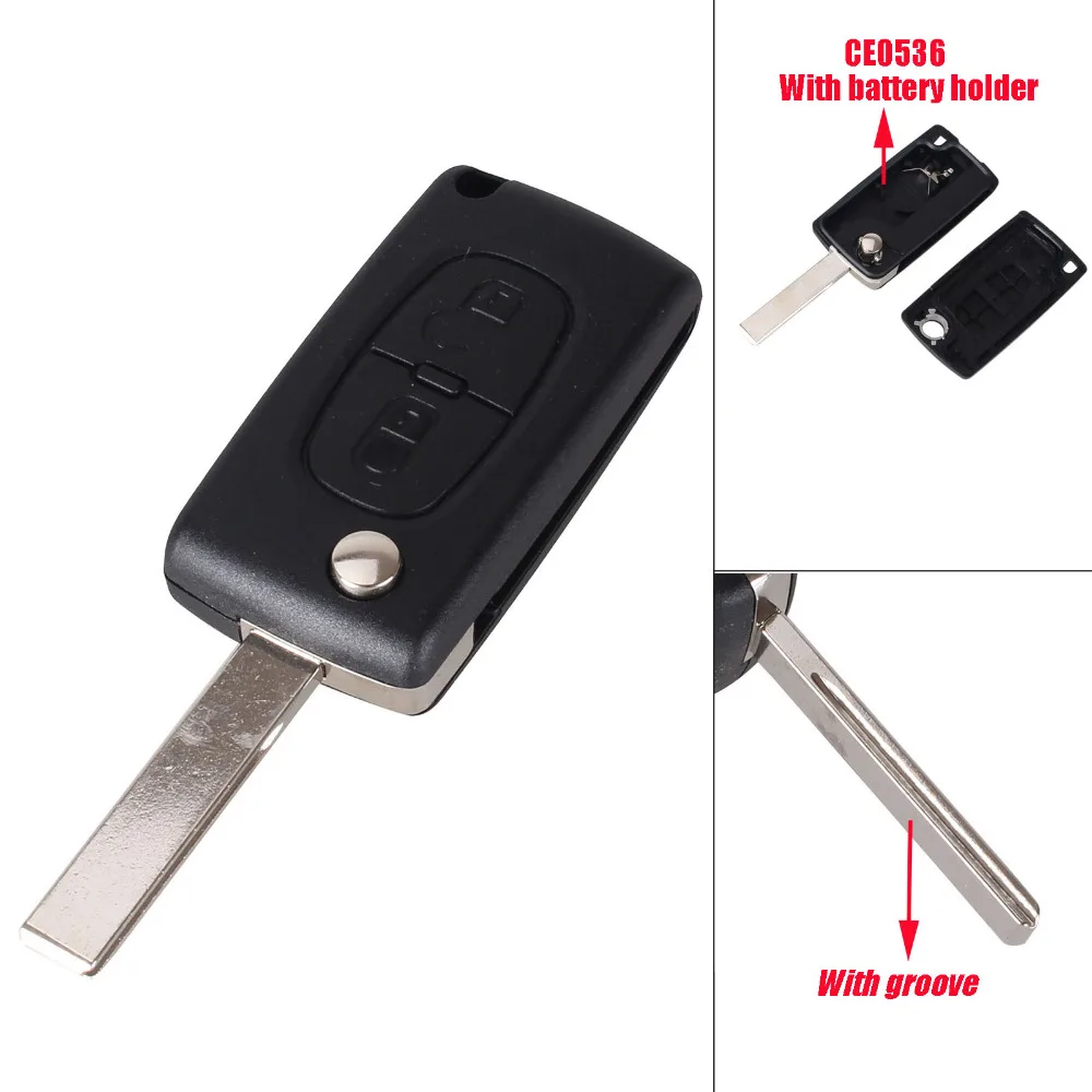 KEYYOU 25x 2 Button Remote Flip Floding Key Shell Cases Fob For Peugeot 107 207 307 307S 308 407 607 2BT DKT0269 CE0536 | Автомобили и