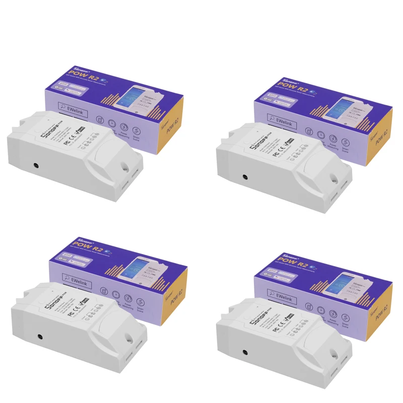 4PCS 1/2/3/4/5/10pcs SONOFF POW R2 Basic Smart Wifi Switch APP Power Consumption Monitor Measurement with Alexa Google Home - Bundle: 4PCS