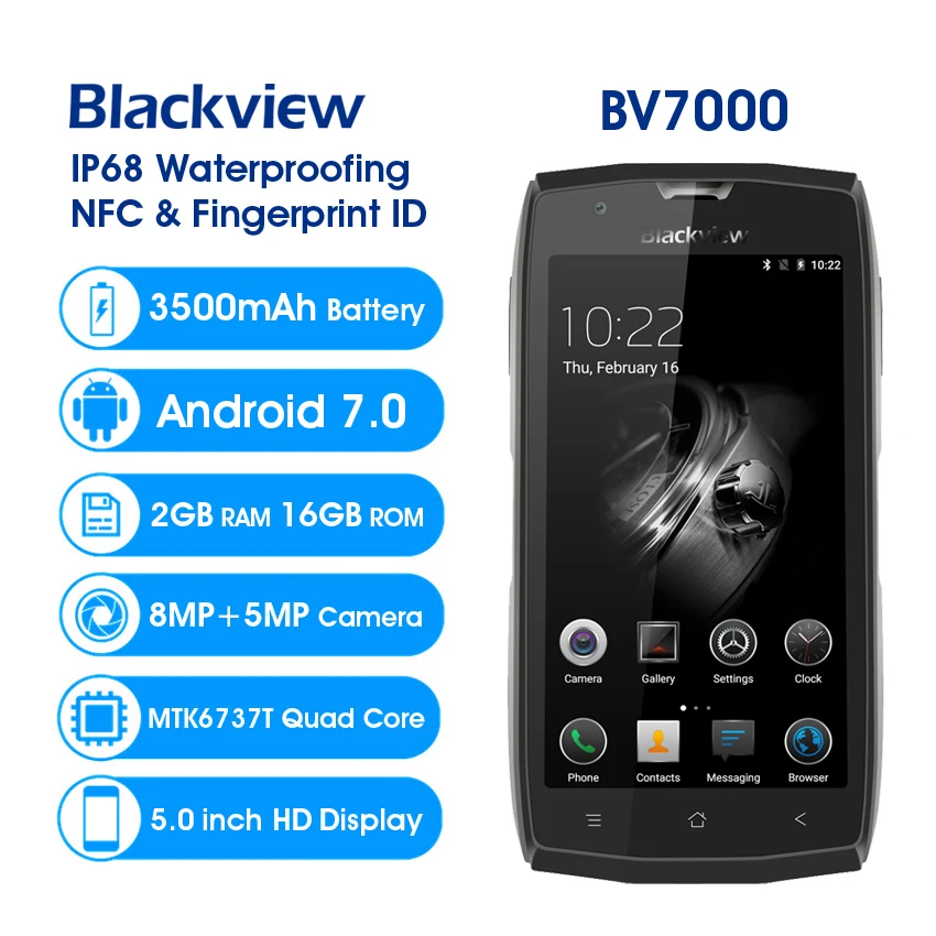 Blackview BV7000 телефон экран 5 0 дюймов Android 7 четырёхъядерный 2 Гб ОЗУ 16 ПЗУ|waterproof ip68