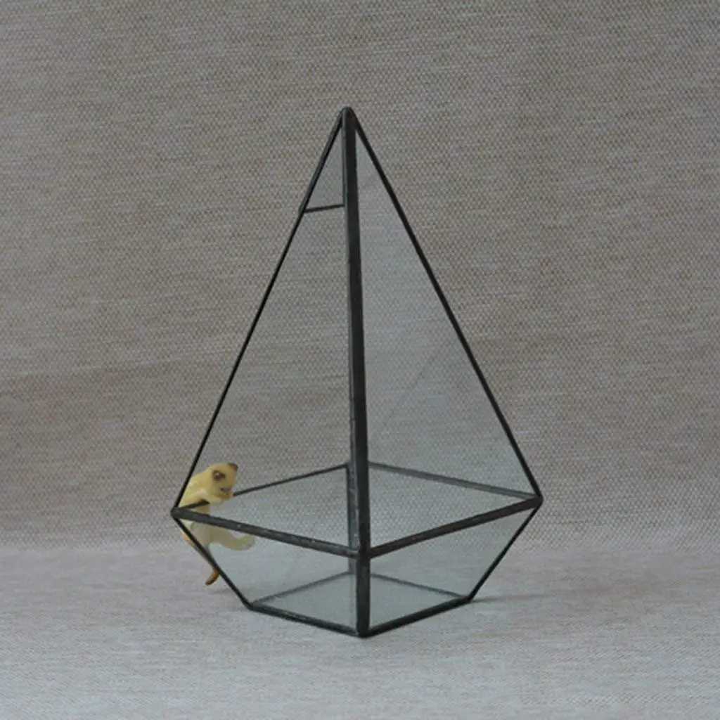 Декоративная прозрачная стеклянная ваза с геометрической формой украшение для