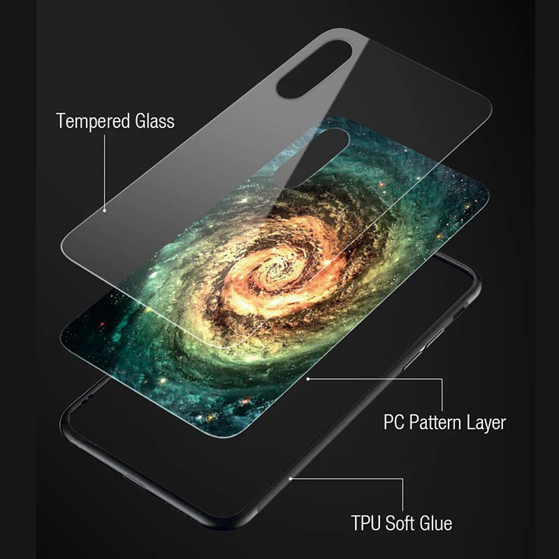 Tempered Glass Case For iPhone 7 8 Plus Luxury Star Space Cover X iPhone6s 6 6S XR XS Max Starry sky |