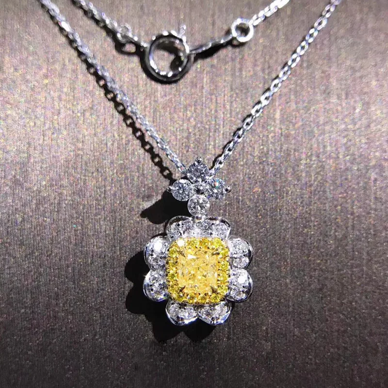 1 карат ct свадебное желтое Moissanite бриллиантовое кольцо подлинное 18K 750 Белое золото