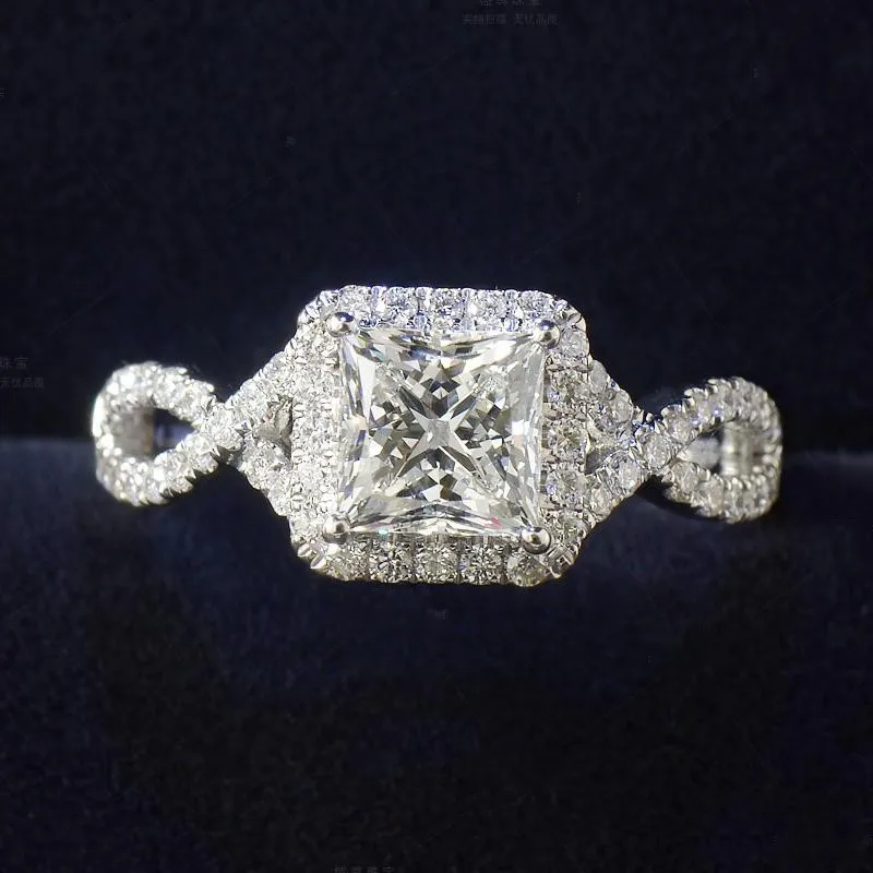 Винтажные женские кольца 925 стерлингового серебра квадратный AAAAA Сона cz