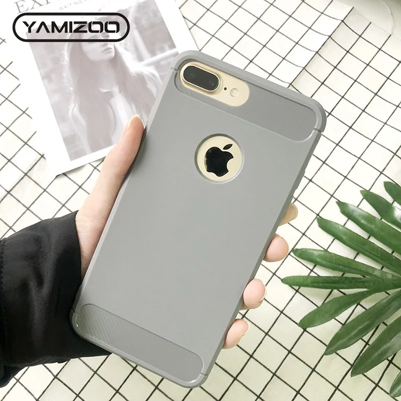 YAMIZOO For iPhone 6s 7 Case Thin Soft Carbon Fiber Shockproof Cover Silicone Matte Phone Cases for 6 8 Plus X Coque |