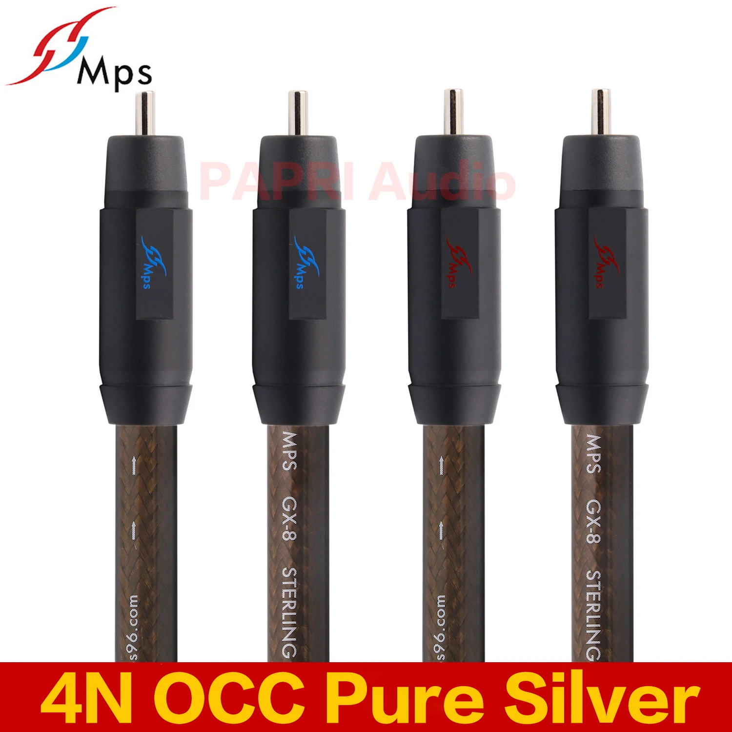 PAPRI Newest GX 8R RCA кабель с родиевым покрытием 99.9997% чистый серебряный аудиопровод HiFi 2