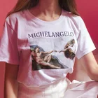 Футболка Микеланджело систина harajuku ulzzang tumblr, женская футболка, Милая футболка, женская футболка