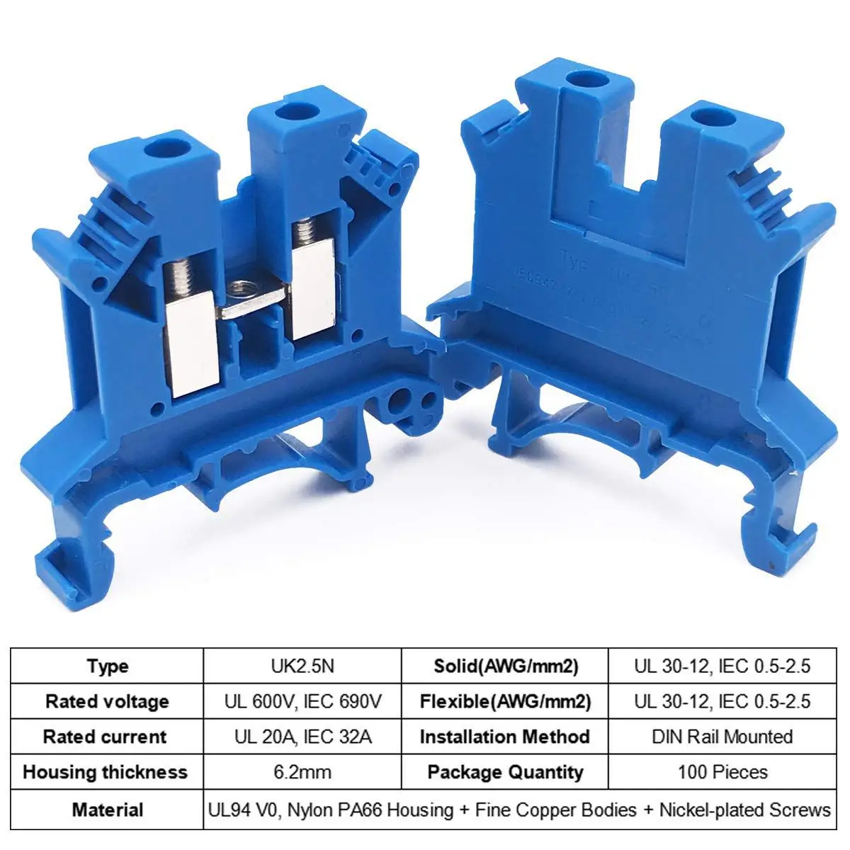 10 PCS New Style Combiner DK2.5N-BL Gang Power Distribution Dk2.5N-BL Box Connector DIN Rail Terminal Blocks 12-22 | Обустройство