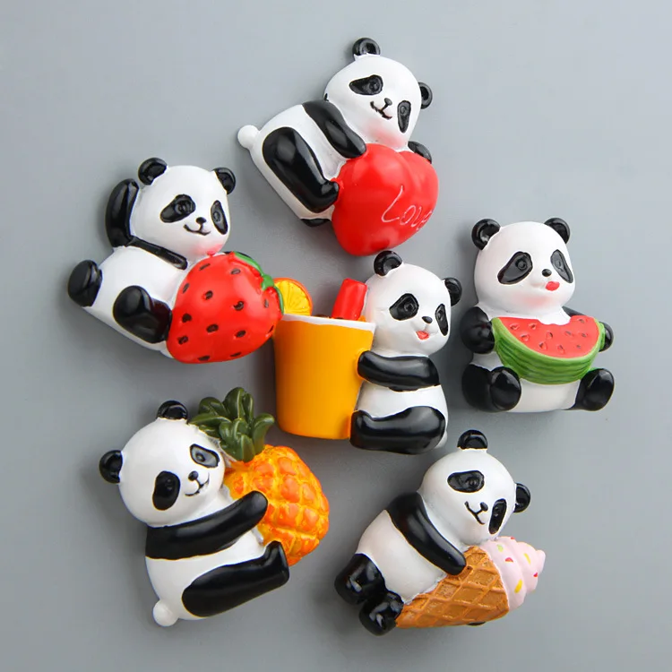 

China Panda Cartoon Fridge Magnets Refrigerator Stickers Cute Bear Kids Souvenir Magnetic Sticker Christmas Animal Cartoon Decor