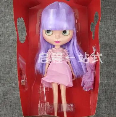 4 purple bang Ледяная кукла такая же, как Blyth Doll розовые волосы черные волосы золотые волосы с макияжем подходит для DIY make up Blyth Обнаженная кукольный подарок для девочек - Цвет: 4 purple bang