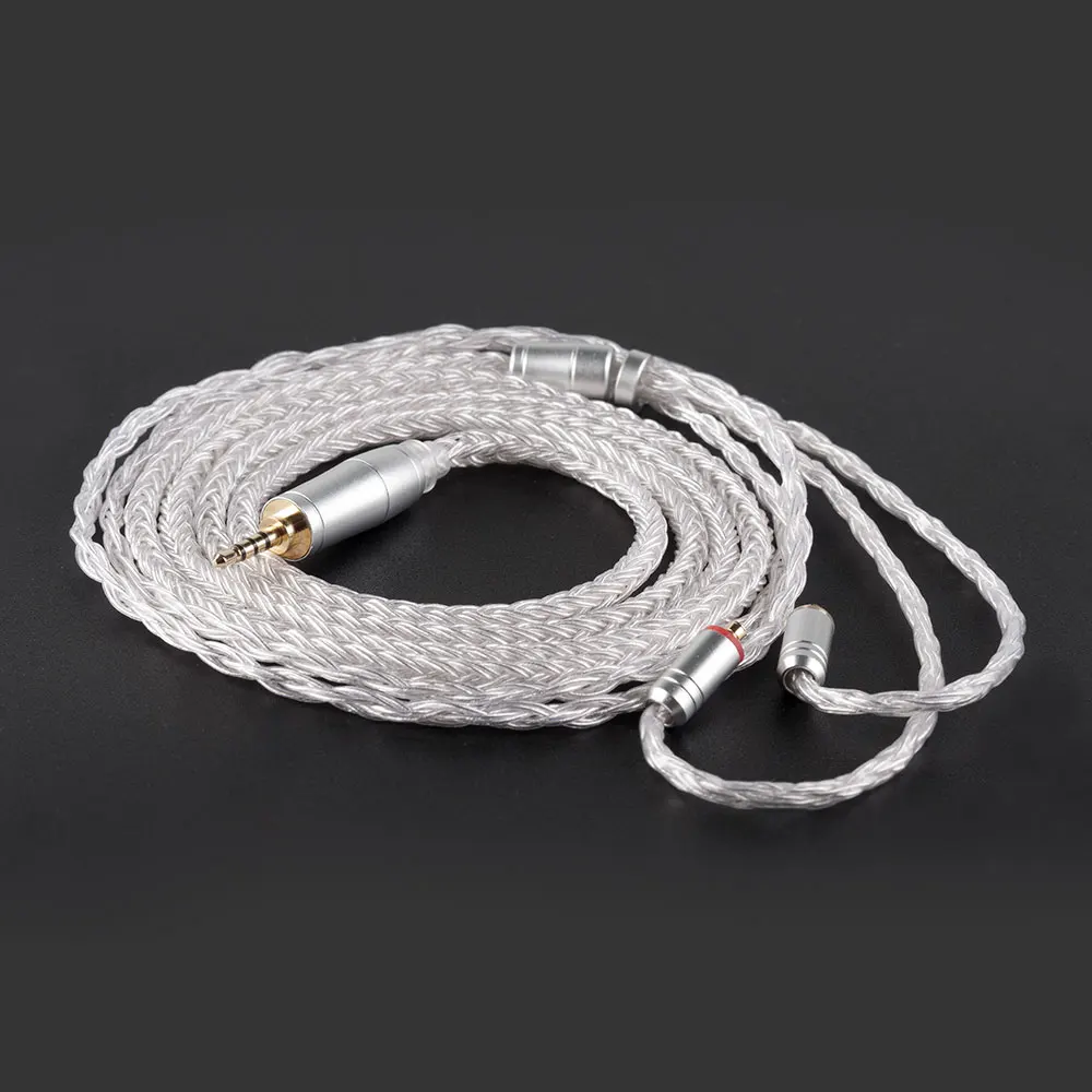 MMCX 2.5mm KBEAR 16 серебряных сердечника кабеля с 2,5/3,5/4,4 кабель для наушников для C10 ZS10 Blon bl-03 zsx ba5 - Цвет: MMCX 2.5mm
