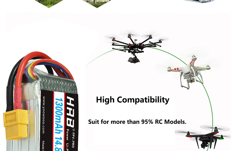 Аккумулятор hrb lipo 1300 мА/ч, 45C 3,7 V 7,4 V 11,1 V 14,8 V 18,5 V 22,2 V XT60 1S 2 3S 4S 5S 6S RC Запчасти для MJX ошибки 6 FPV Дрон RC самолет