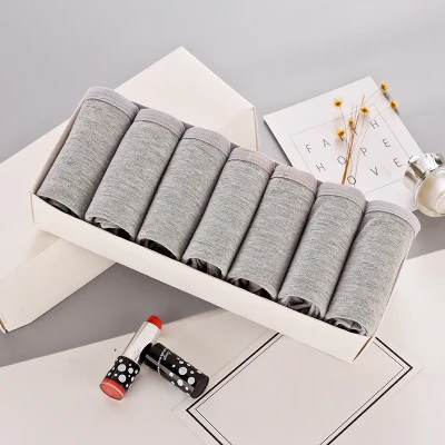 NK04-7GR 7 шт./лот, женские трусики, хлопковое женское нижнее белье, женское сексуальное белье, удобные трусы из дышащего материала, бесшовные простые трусы с бантом - Цвет: NK04-7GR