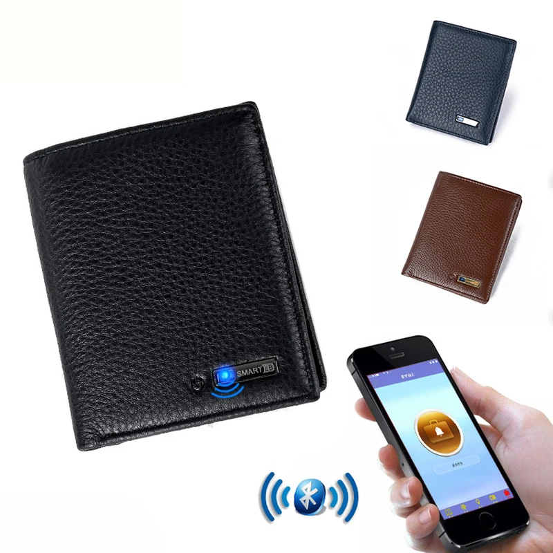 Умный кошелек из натуральной кожи, Bluetooth, с сигнализацией, gps картой, bluetooth-сигнализацией, мужской кошелек, Android, анти-потеря, модный, многофункциональный