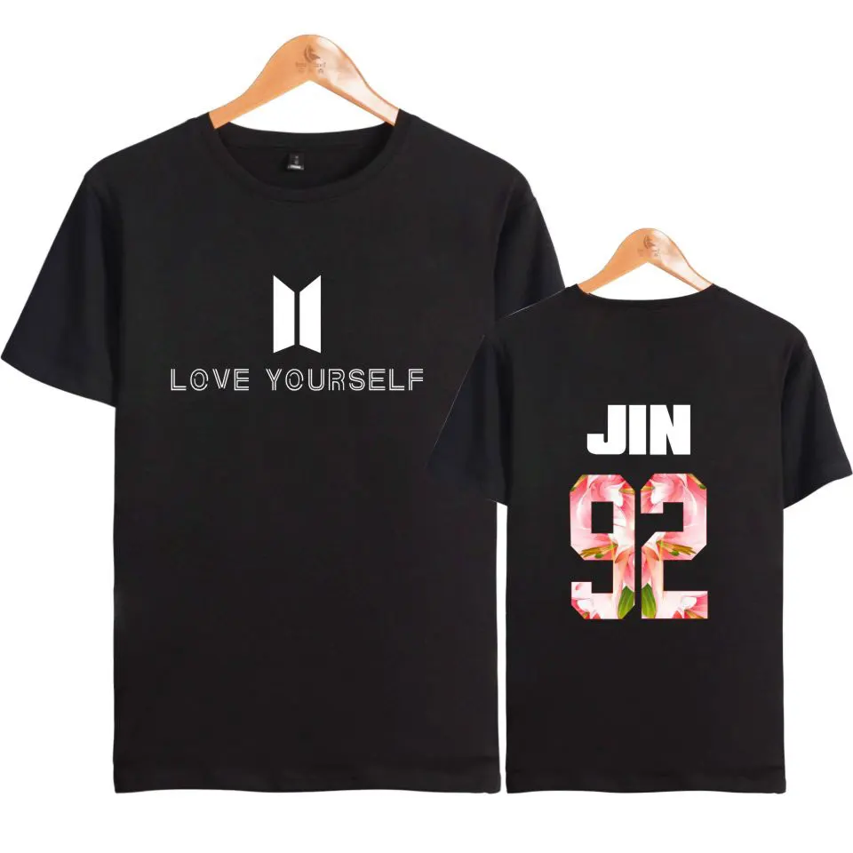 Harajuku БЦ Лето любить себя футболка Для женщин хлопок Bangtan альбом Camisa masculina Фитнес