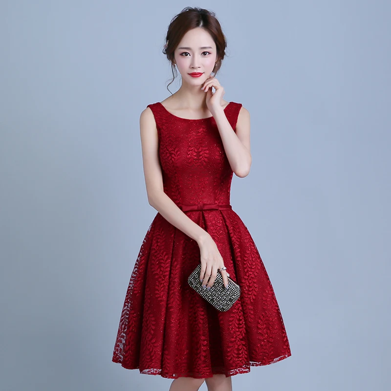 Robe de Cocktail бордовые кружевные коктейльные платья с аппликацией 2016 короткое