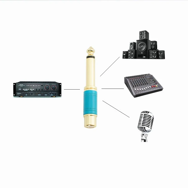 10 шт./лот медный 6 35 мм 1/4 &quotМужской моно штекер к RCA гнезду аудио адаптер
