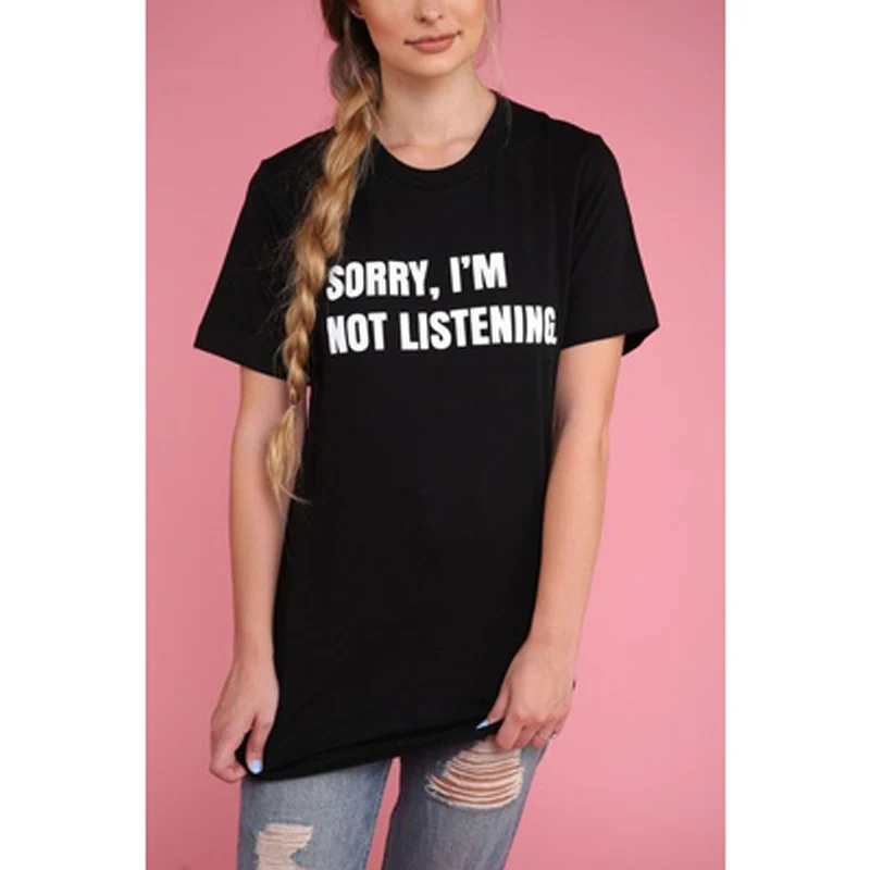 Жаль что я не слушает забавные Модные женские tumblr Graphic Print T Shirt Женская|t-shirt women|t-shirt