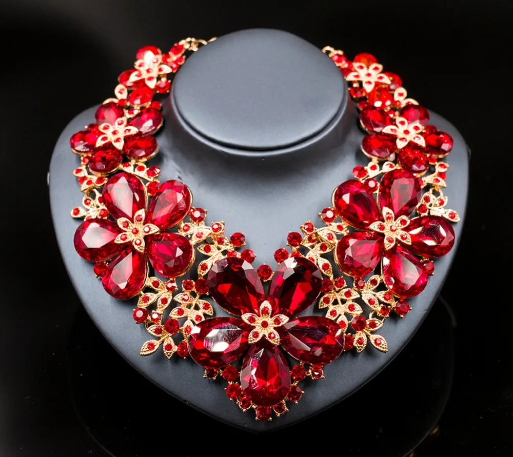 LAN дворец parure bijoux femme Свадебные украшения ювелирный набор большие цветы ожерелье и серьги Вечерние