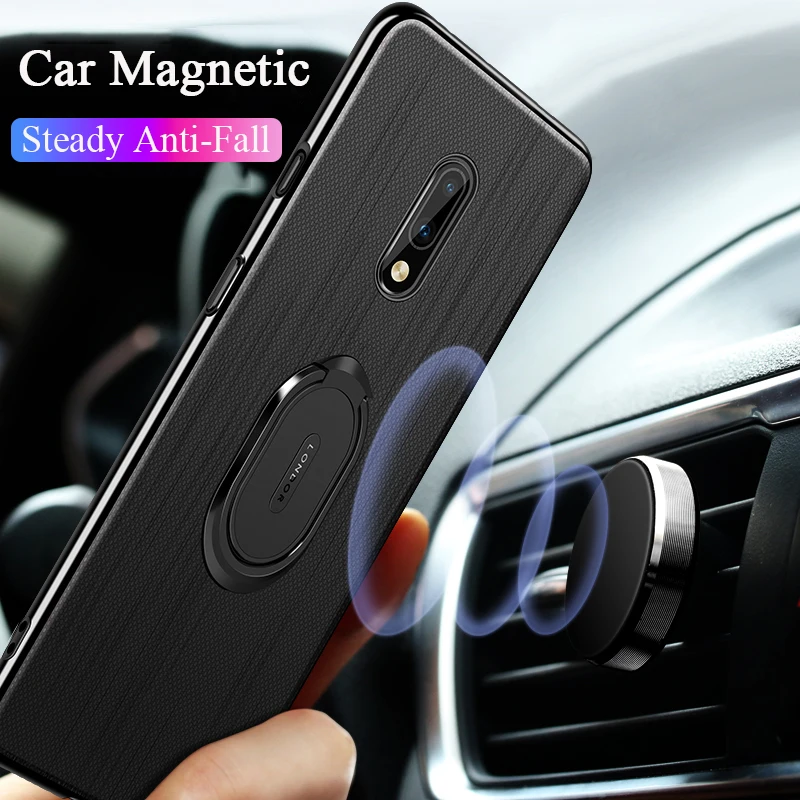 Cloth Texture Case Luxury Fabric 1+7pro Magnetic 1+7 Car Holder For Oneplus 7 Pro Phone Protect Cover Oneplus7 Celular Coque |