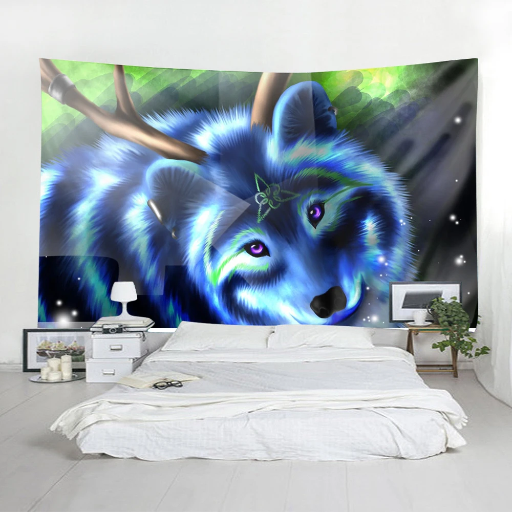 Полосатый волк собака печатных гобелен Висячие Настенные занавески s