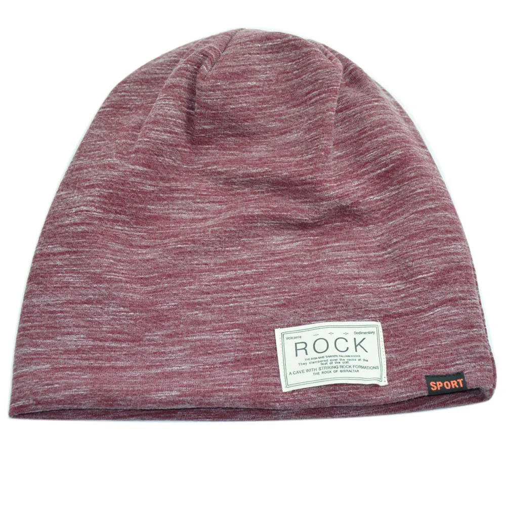 Зимняя Лыжная шапочка для мужчин хип-хоп Skullies Beanies рок логотип Повседневная шапка-тюрбан шляпа для женщин шляпа с бархатом - Цвет: dark red