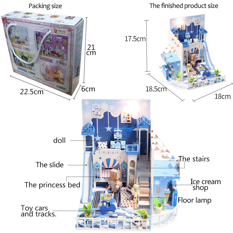

Doll House Furniture DIY Miniature 3D Model Doll Houses Wooden Miniature Childishness little wish Dollhouse Toys for Children