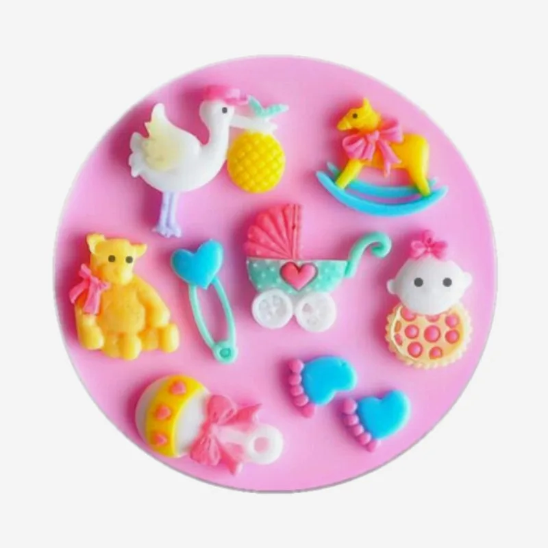 Baby Shower вечерние 3D силиконовой помадной плесень для украшения торта инструмент из