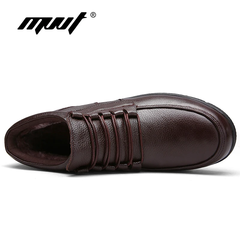 MVVT/мужские зимние ботинки с мехом теплые мужские из натуральной кожи на