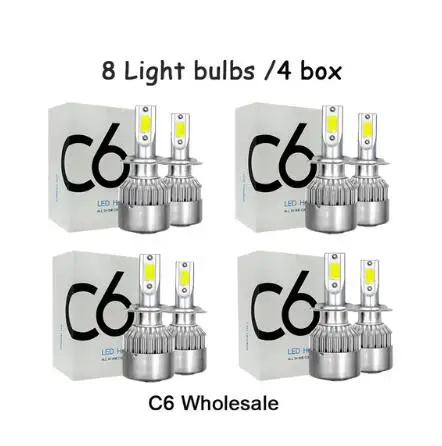 8 lights Blubs C6 автомобилей свет лампы H7 светодиодный H4 9003 HB2 H11 светодиодный H1 H3 H8 H9 880 9005 9006 H13 9004 9007 авто фары 12 V светодиодный свет - Испускаемый цвет: 8 lights Blubs