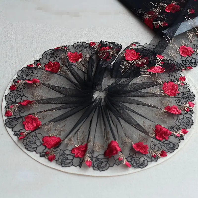 2 ярдов/партия широкая вышитая фатиновая сетка с кружевной отделкой 7 09 дюйма