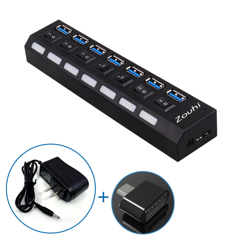 Высокоскоростной концентратор USB 3 0 5 Гбит/с 7 портов с переключателем питания