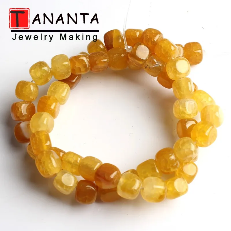 Yellow Brown Agate Натуральный камень Агаты "вены дракона" унакит Амазонит куб разделитель Квадратные бусины для самостоятельного изготовления ювелирных изделий браслет ожерелье 15 дюймов - Цвет: Yellow Brown Agate