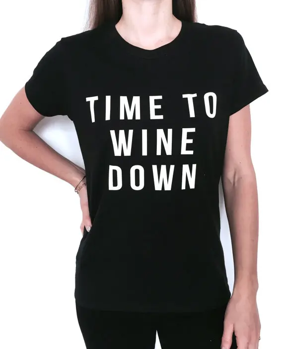 Женская футболка с надписью Time to wine хлопковая Повседневная забавная Футболка для