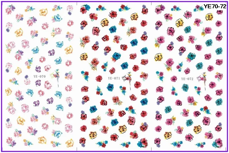 

3 PACKS/LOT WATER NAIL STICKER DECAL INK FLOWER MORNING GLORY ROSE YE70-72