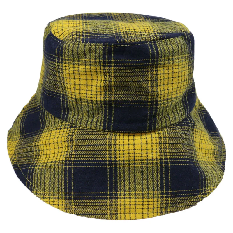 Winfox Для женщин летние шапки с принтом в клетку для девочек Солнца шляпа рыбалки