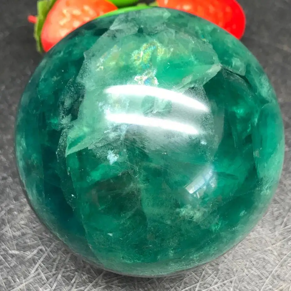 50 мм натуральный зеленый флюоритовый Кварц Хрустальный исцеляющий шар