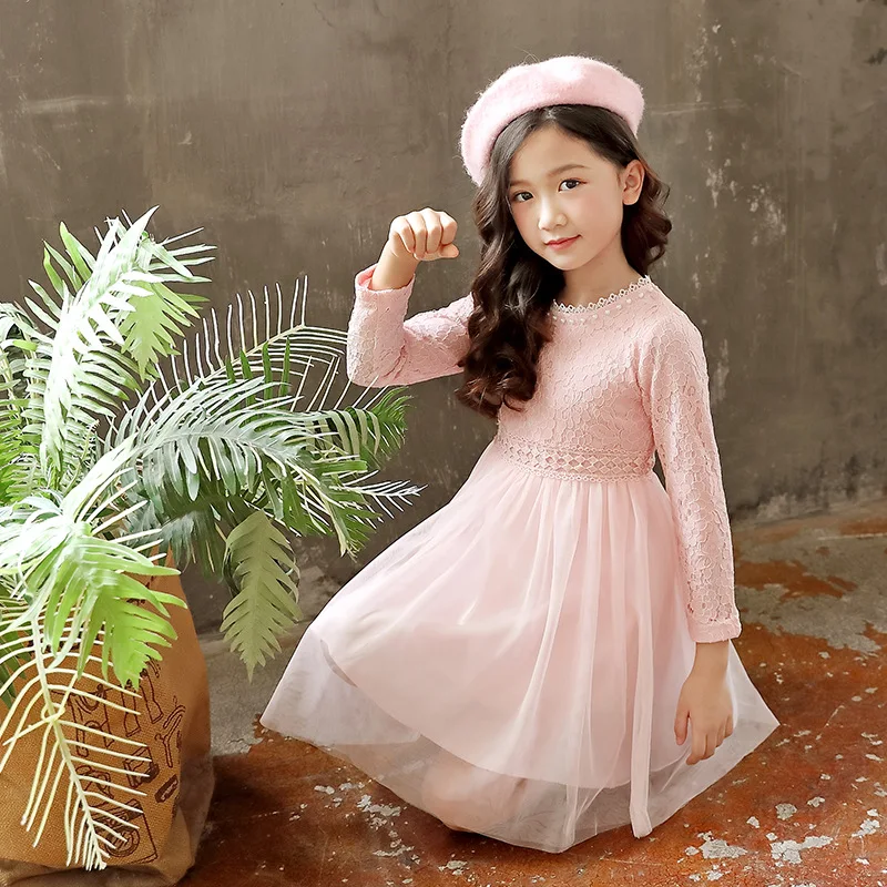 Новинка 2019 детская одежда платье весеннее для девочек-подростков кружевные