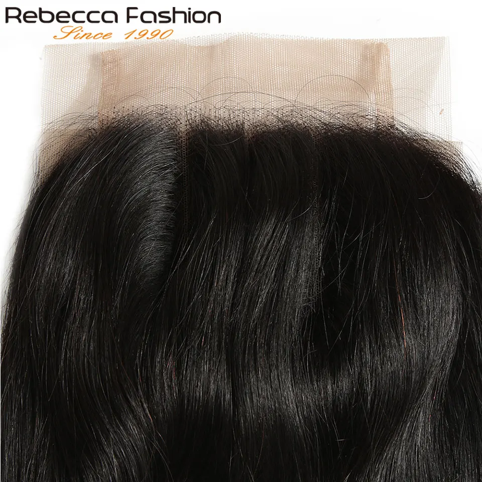 Rebecca 5*6 бразильские прямые человеческие волосы Кружева Закрытие швейцарская шнуровка T глубокая Часть Кружева Закрытие с волосами младенца