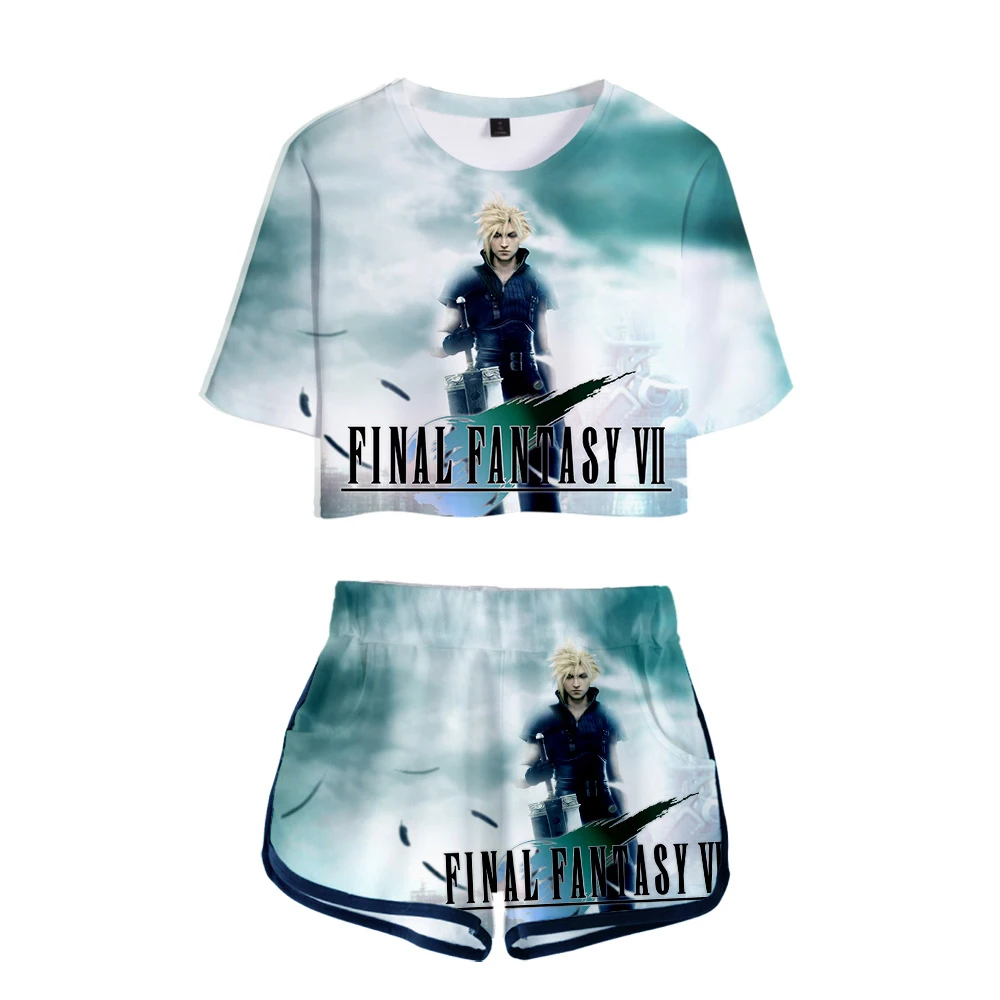 Final Fantasy Printed Женский комплект из двух предметов новая игра большой пупок короткий