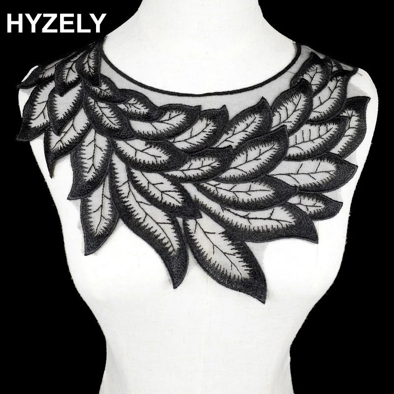 

Black Feather Lace Fabric Embroidery Tulle Neckline Flower Lace Fabric Sewing Accessories Supplies Scrapbooking BW084