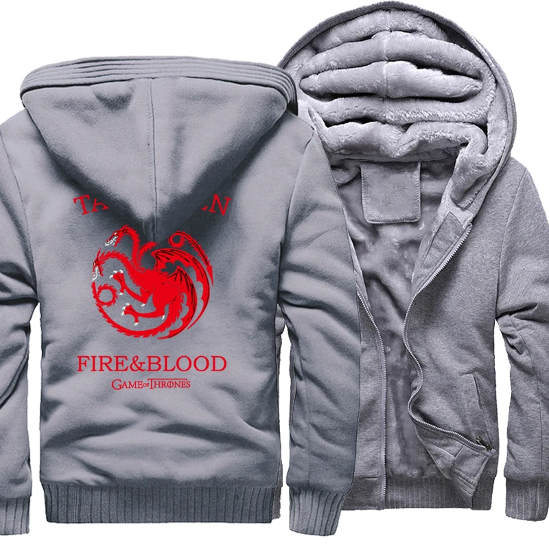 Весенние флисовые толстовки для мужчин утолщенные свитшоты Targaryen Fire &amp Blood