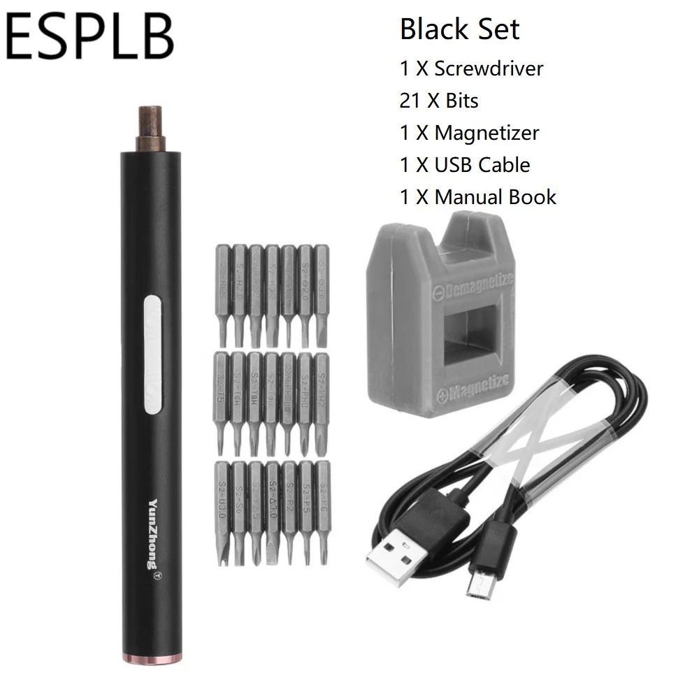 Black Set ESPLB электрическая отвертка Мини Портативная 22 в 1 Прецизионная Беспроводная электрическая отвертка Набор для мобильного телефона/часов/камеры - Цвет: Black Set