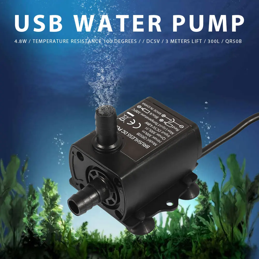 Универсальный водяной насос для фонтана мини 4 8 W DC5V USB Hmax 300 см домашний фонтан
