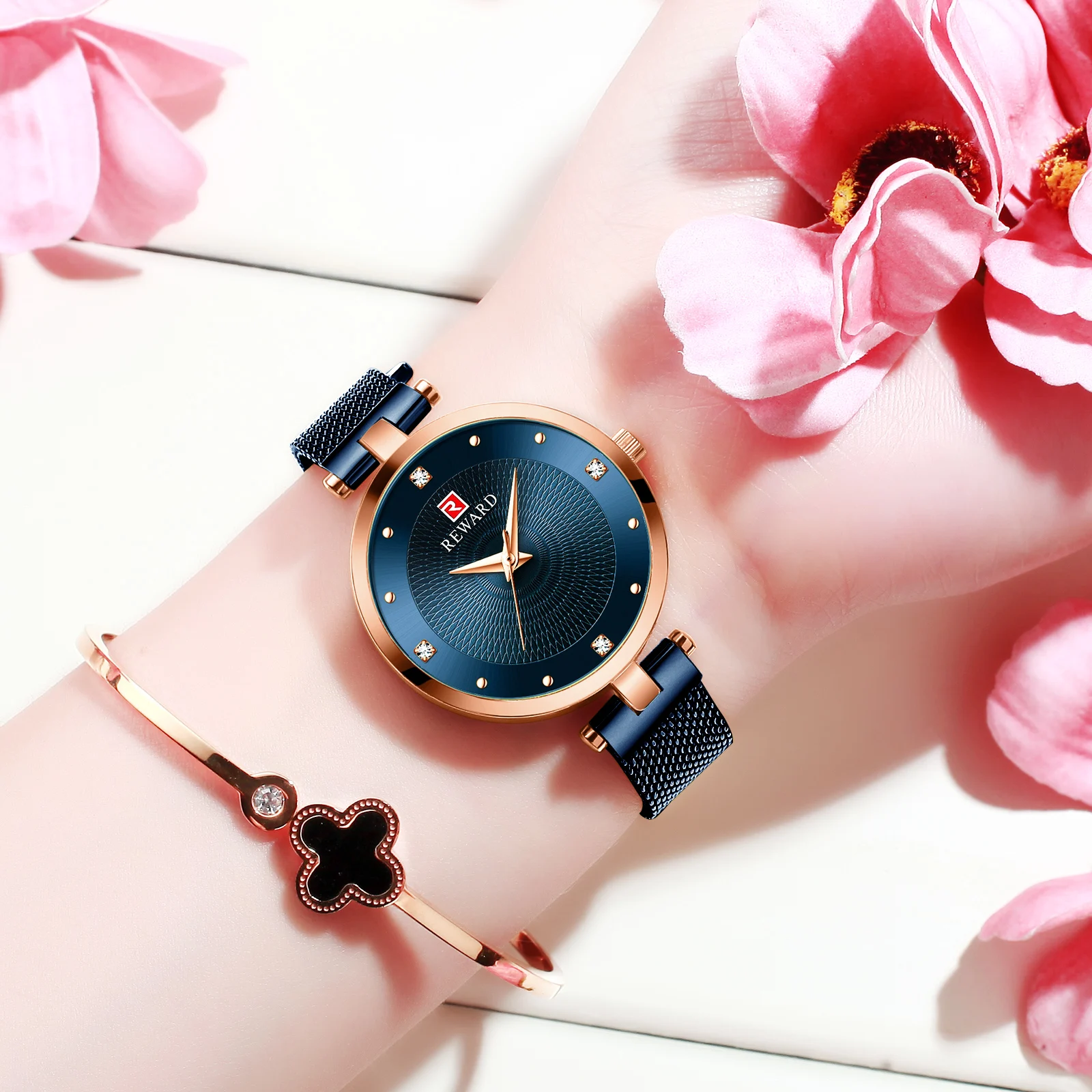 Часы наручные женские с бриллиантами роскошные модные водонепроницаемые из